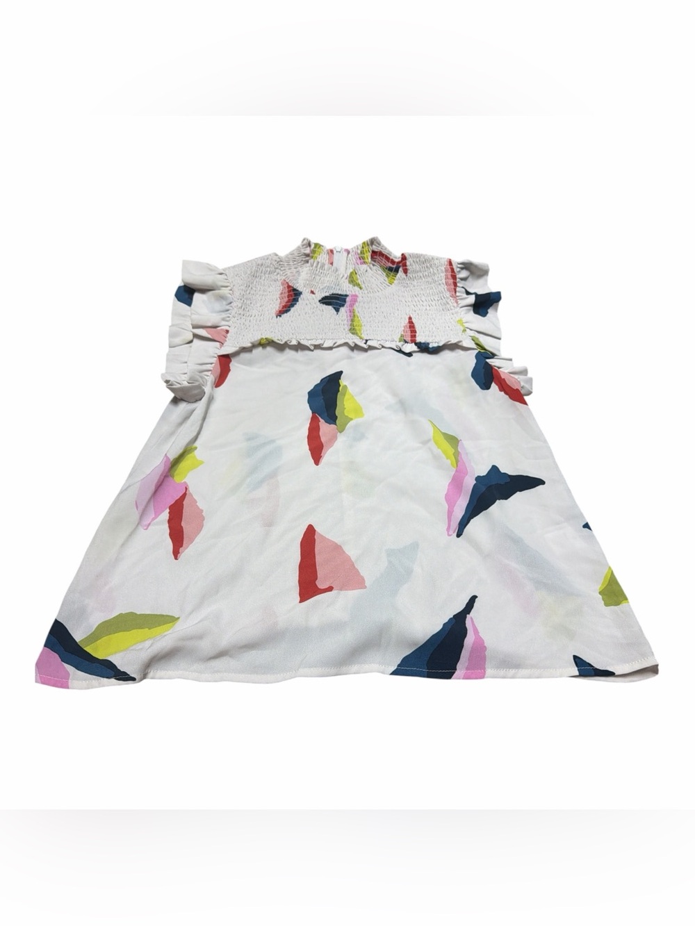 THML Cream with geometric shape short sleeve blouse size XS